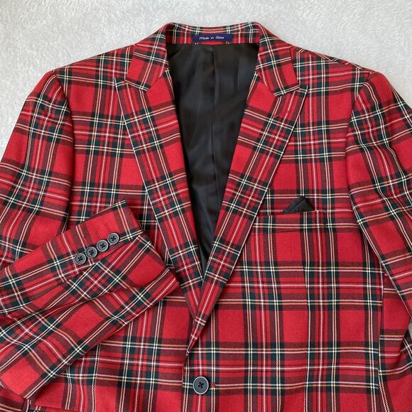 Lauren Ralph Lauren Other - Alan Flusser Royal Stewart Tartan Plaid Christmas Blazer Sport Coat Men 40R Red